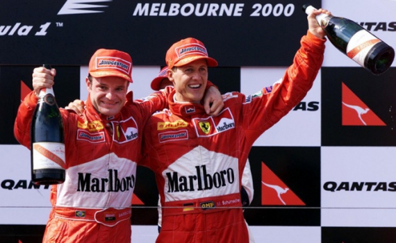 Logo em sua 1ª corrida pela Ferrari, Rubinho faturou o 2º lugar, fazendo dobradinha com Michael Schumacher na Austrália