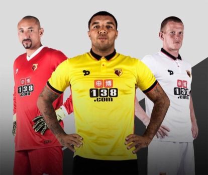 Camisas titular (amarelo) e reserva (branco) do Watford
