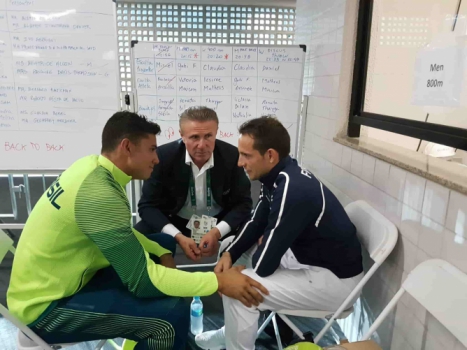 Thiago Braz, o francês Renaud Lavillenie e Sergei Bubka