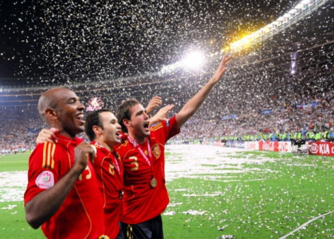 Iniesta, Marcos Senna e Navarro - Eurocopa 2008