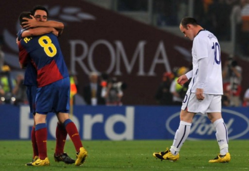 Iniesta, Xavi e Rooney - Barcelona x Manchester United 2009