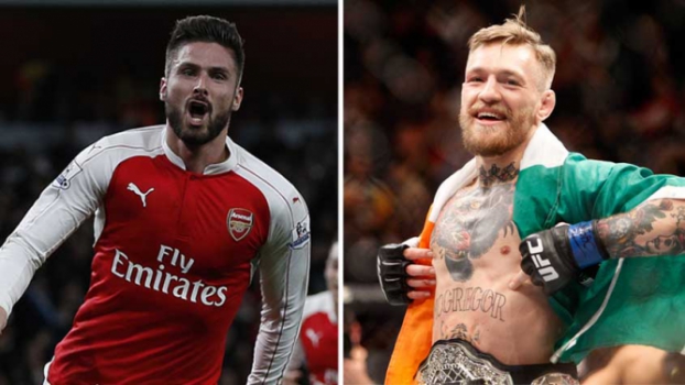 Giroud, do Arsenal, e o lutador de UFC Conor McGregor