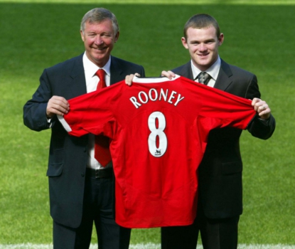 Apresentação de Rooney, em 2004, no Manchester United
