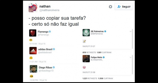 Rubro-negros não perdoaram o uso de emoji pelo Palmeiras e Felipe Melo