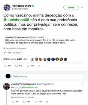 Juninho Pernambucano se envolve em polêmica com seguidores de Bolsonaro