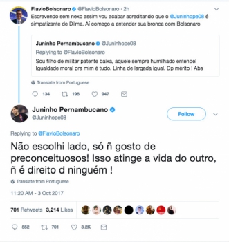 Juninho Pernambucano se envolve em polêmica com seguidores de Bolsonaro