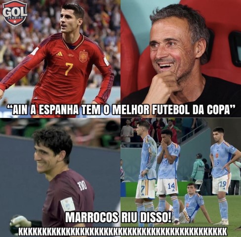 Eliminação da Espanha para Marrocos na Copa do Mundo ganha vários memes