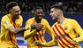 Jogadores do Barcelona comemoram gol na goleada sobre o Real Madrid