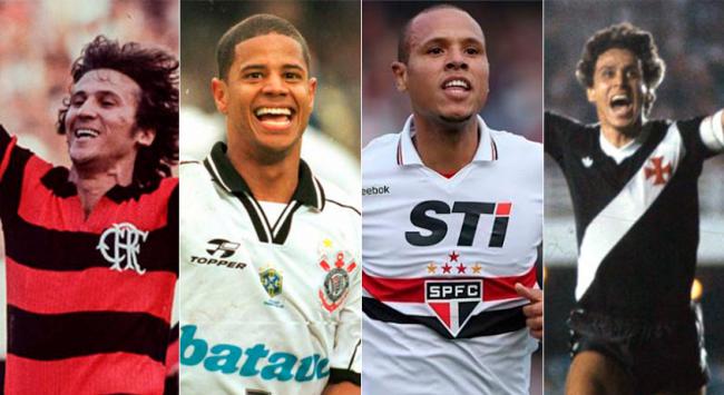 Montagem - Zico, Marcelinho Carioca, Luis Fabiano e Dinamite