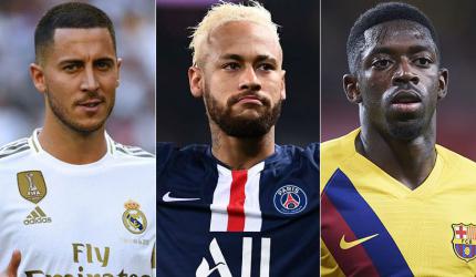 Montagem - Hazard, Neymar e Dembele