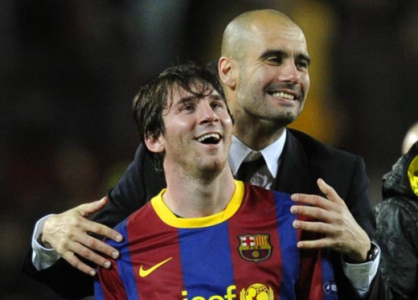 Guardiola e Messi (Foto: Javier Soriano/AFP)