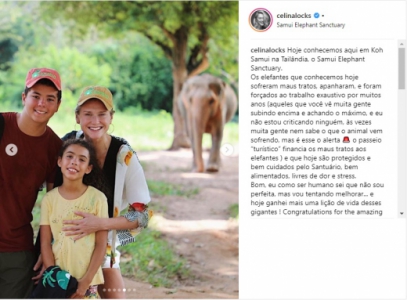 Celina, namorada de Ronaldo, posta foto em Santuário de Elefantes