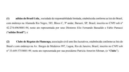 patrocínio da adidas com o flamengo