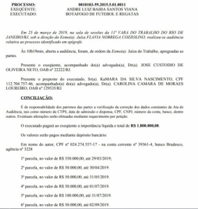 Botafogo e Andre Bahia chegaram a acordo por dívida