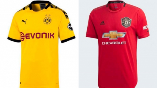 Montagem - Camisas de Borussia Dortmund e Manchester United