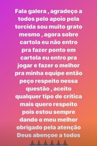 Jô - Desabafo Cartola Instagram