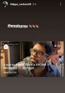 Felippe Cardoso post antivacina compartilhado