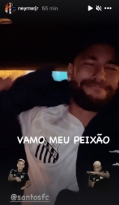 Stories de Neymar apoiando o Santos
