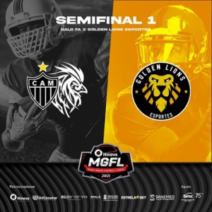 A semifinal 1 da Liga MGFL Hinova de Futebol Americano terá GAlo FA x Golden Lions em Pará de Minas