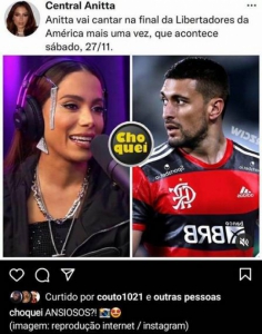 Publicação Anitta e Arrascaeta