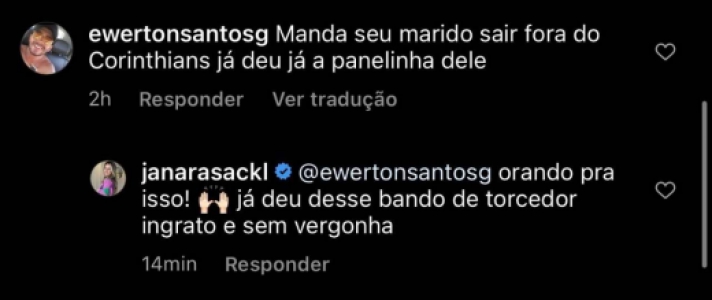 Esposa de Cássio discute com torcedor