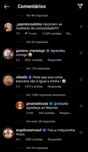 Resposta de Rafaella Santos no Instagram
