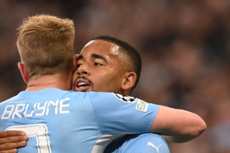 Manchester City x Real Madrid - De Bruyne e Gabriel Jesus