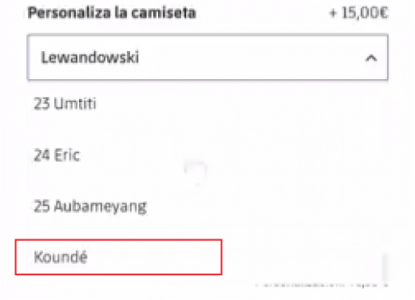 Nome de Jules Koundé em site do Barcelona