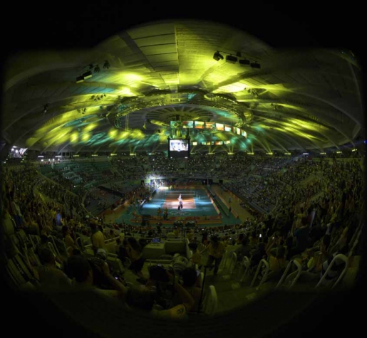 Visão do Maracanãzinho minutos antes do Brasil atropelar a Rússia no vôlei