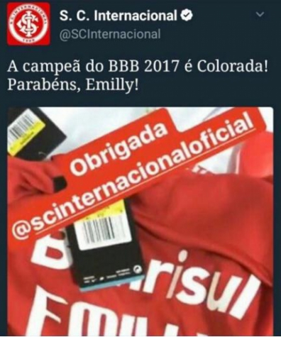 Internacional - postagem BBB (Foto: Reprodução / Twitter)