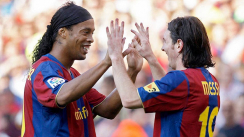 Messi e Ronaldinho no Barcelona