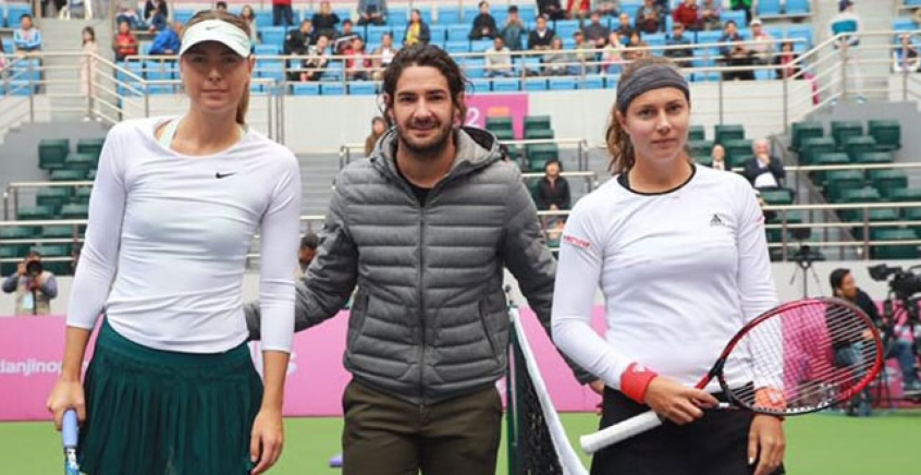 Da esquerda para a direita: Maria Sharapova, Alexandre Pato e Stephanie Voegele