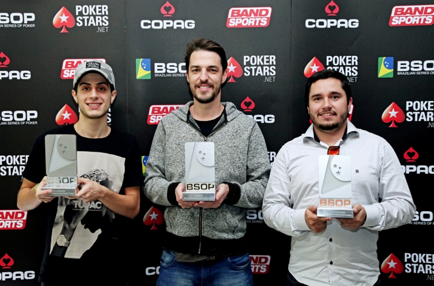 Os três finalistas do Last Chance Deepstack no BSOP Curitiba