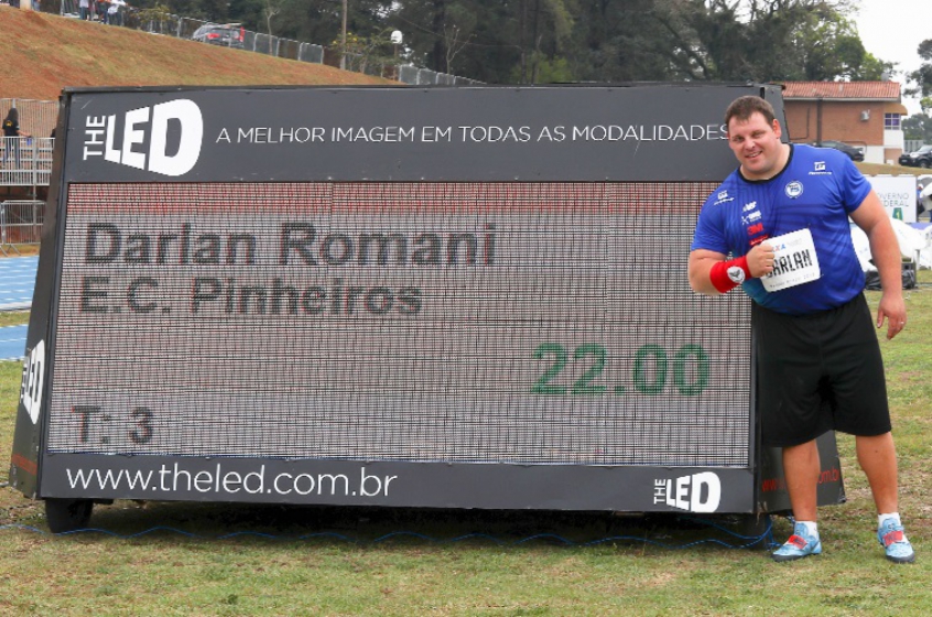 Darlan Romani supera os 22 metros no arremesso do peso e quebra recorde sul-americano