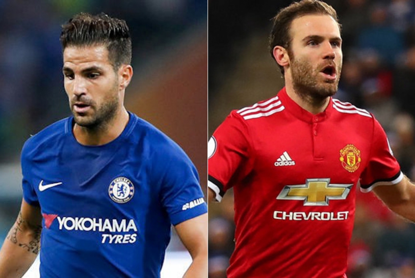 Montagem - Fabregas (Chelsea) e o Mata (Manchester United)