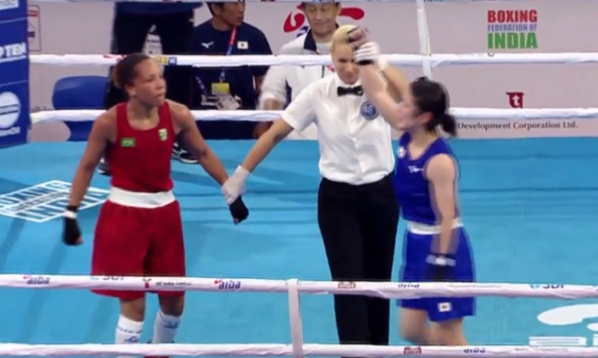 Graziele Gomes no Mundial de boxe feminino