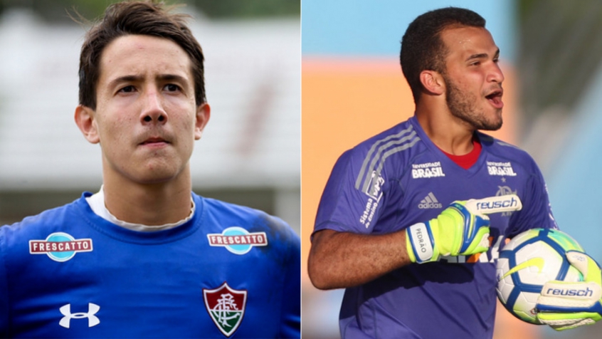 Montagem dos goleiros Marcelo e Paulo Victor, do sub-17 do Fluminense e Flamengo, respectivamente.