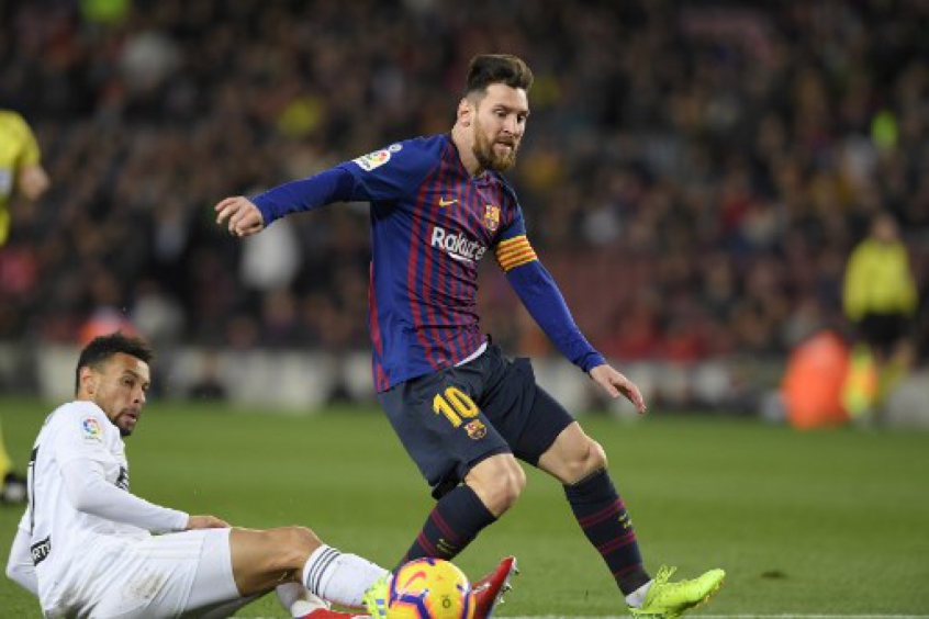 Coquelin e Messi - Barcelona x Valencia