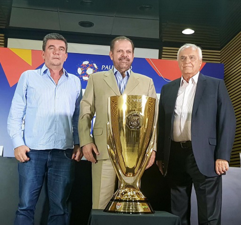 Andrés Sanchez, Reinaldo Carneiro Bastos e Leco na FPF