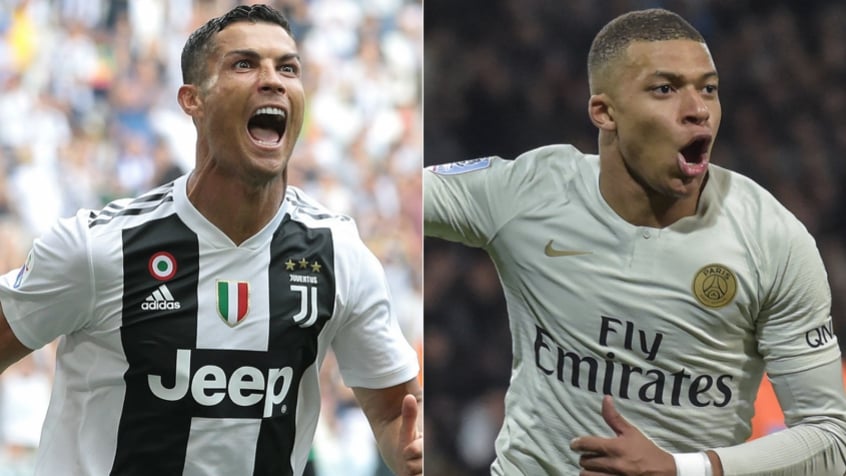 Montagem - Cristiano Ronaldo e Mbappé