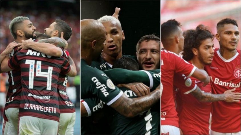Montagem - Flamengo, Palmeiras e Internacional