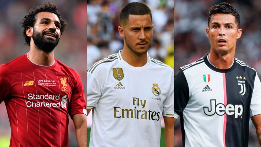 Montagem - Salah, Hazard e Cristiano Ronaldo