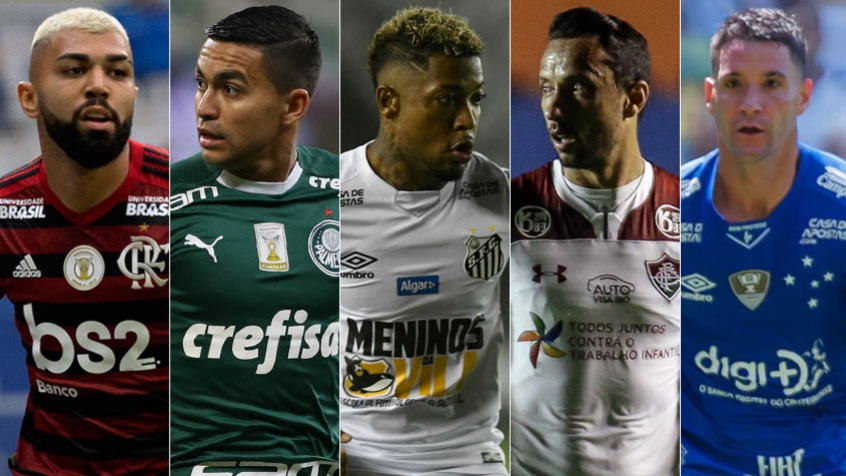 Montagem - Flamengo, Palmeiras, Santos, Fluminense e Cruzeiro