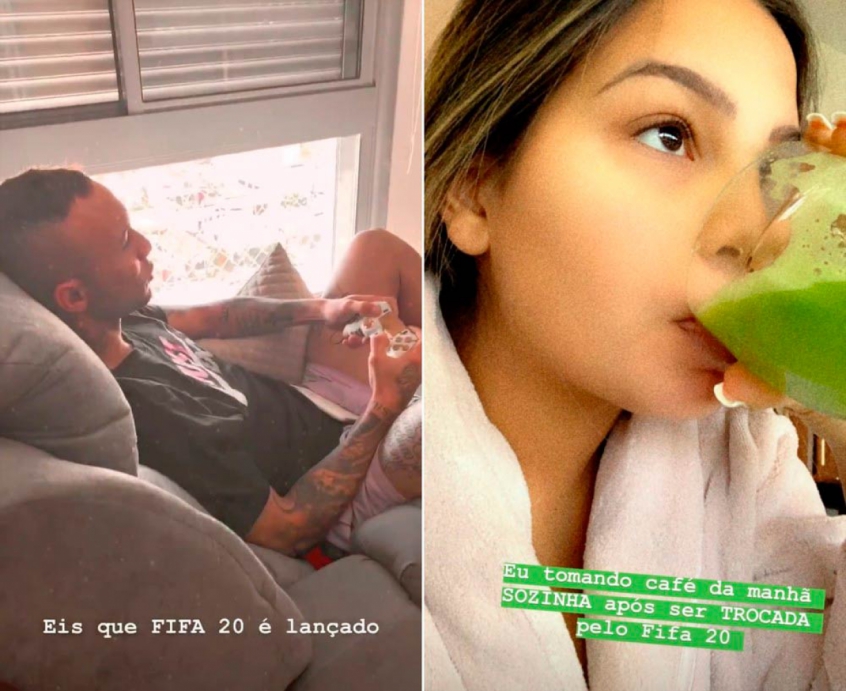 Everton Cebolinha começa a manhã jogando Fifa 20 e sua esposa brinca dizendo que foi trocada pelo jogo