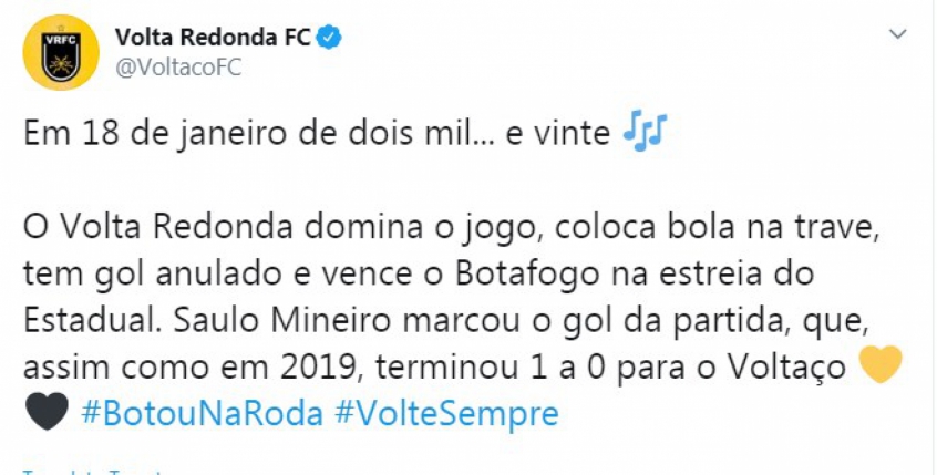 Botafogo x Volta Redonda (Twitter)