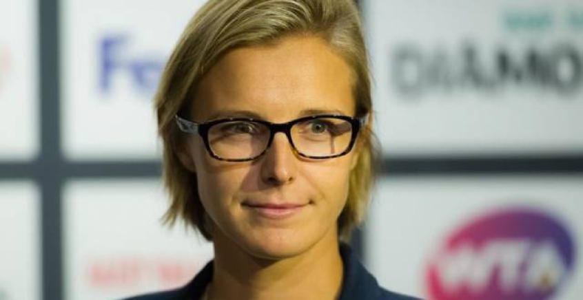 Kirsten Flipkens em festa de jogadoras da WTA