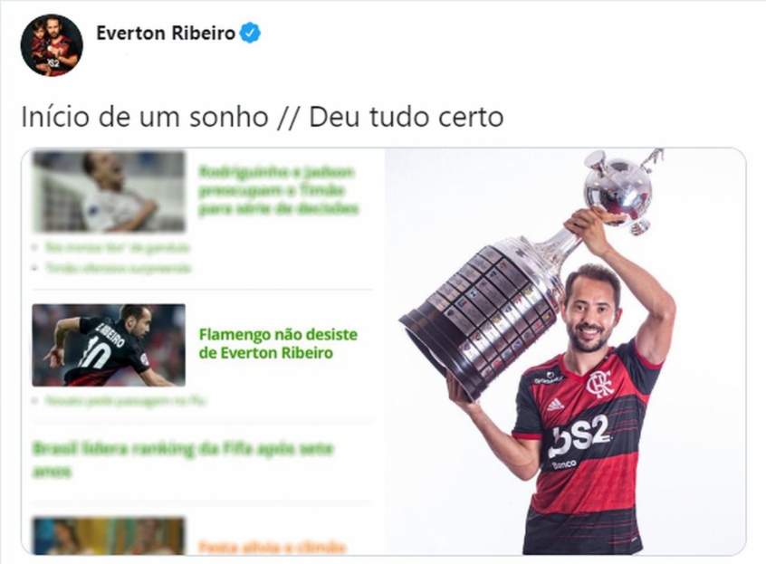 Everton Ribeiro usa meme nas redes para reafirmar namoro com Fla