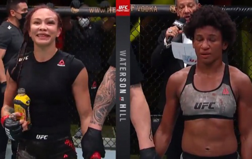 Waterson levou a melhor sobre Hill na luta principal do UFC Vegas 10 (Foto: Reprodução/Twitter/UFC)