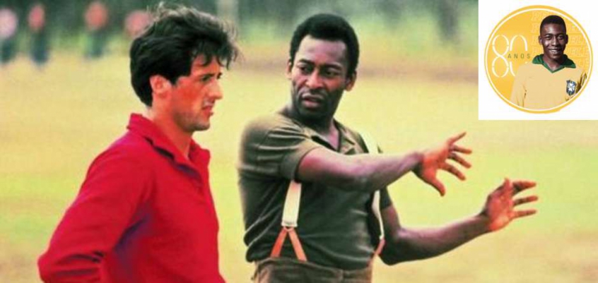Sylvester Stallone e Pelé em cena do filme Fuga para a Vitória
