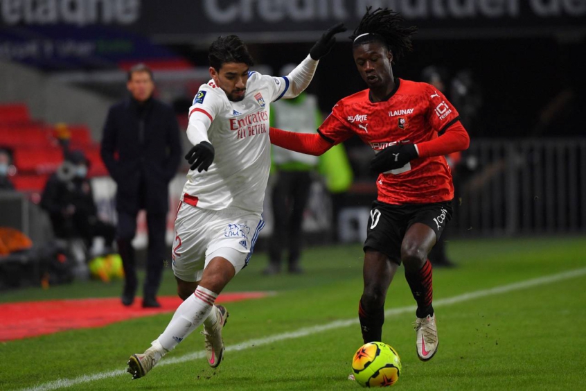 Rennes x Lyon - Camavinga e Lucas Paquetá